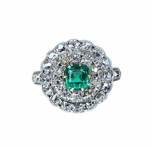 Bague 45 Bague marguerite en or 18 carats, émeraude et diamants 58 Facettes AB742