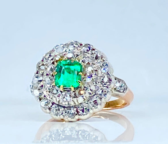 Bague 45 Bague marguerite en or 18 carats, émeraude et diamants 58 Facettes AB742