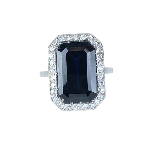 Bague 53 Bague en platine, saphir 8,60 carats et diamants vers 1900 58 Facettes AB743