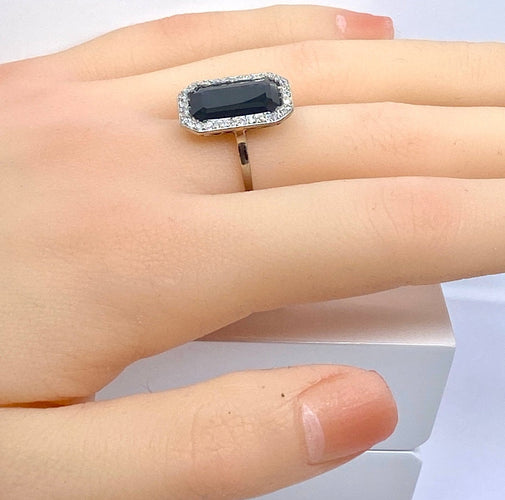 Bague 53 Bague en platine, saphir 8,60 carats et diamants vers 1900 58 Facettes AB743