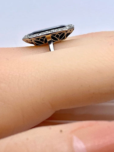 Bague 53 Bague en platine, saphir 8,60 carats et diamants vers 1900 58 Facettes AB743