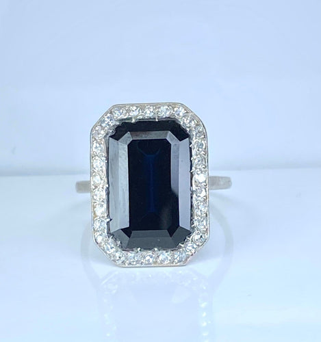 Bague 53 Bague en platine, saphir 8,60 carats et diamants vers 1900 58 Facettes AB743