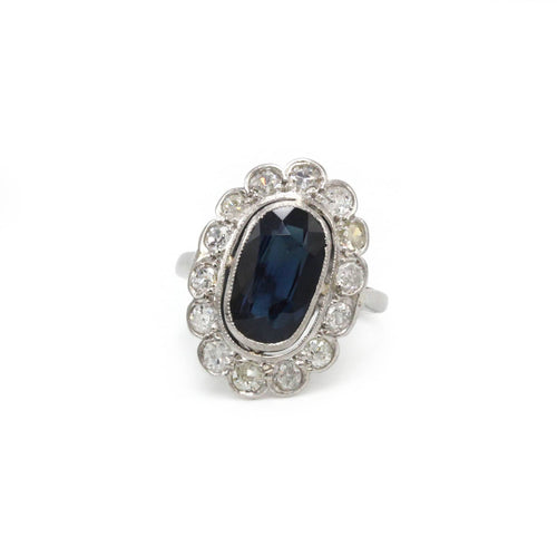 Bague 46 Bague Pompadour - Platine, diamants et saphir 58 Facettes 260193R