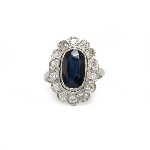 Bague 46 Bague Pompadour - Platine, diamants et saphir 58 Facettes 260193R