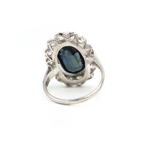 Bague 46 Bague Pompadour - Platine, diamants et saphir 58 Facettes 260193R