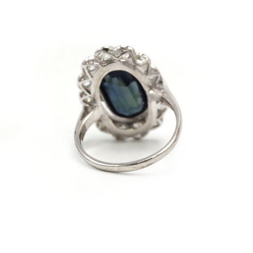 Bague 46 Bague Pompadour - Platine, diamants et saphir 58 Facettes 260193R