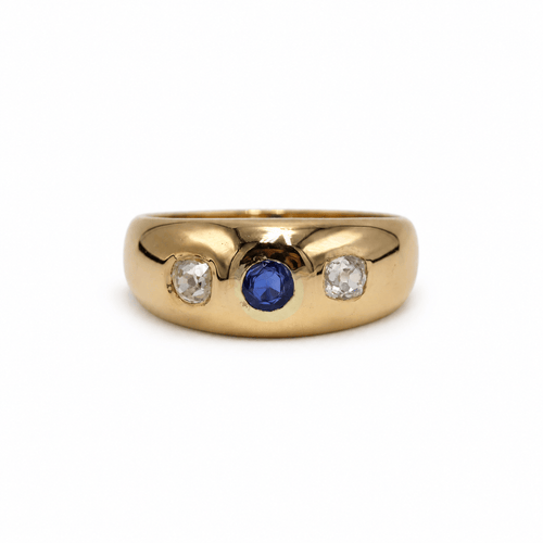Bague 52 Bague jonc en or jaune 750, diamants et saphir 58 Facettes 260192R