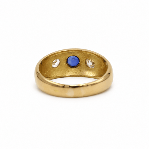 Bague 52 Bague jonc en or jaune 750, diamants et saphir 58 Facettes 260192R