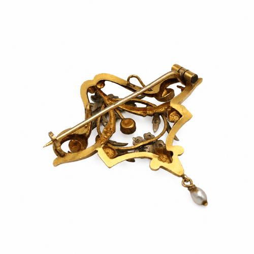 Pendentif Broche-pendentif Art Nouveau en or jaune et blanc 750‰ 58 Facettes 260042SP