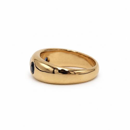 Bague 46 Bague jonc en or jaune 750, saphirs et diamant 58 Facettes 260175R