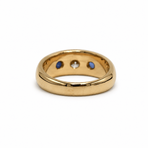 Bague 46 Bague jonc en or jaune 750, saphirs et diamant 58 Facettes 260175R