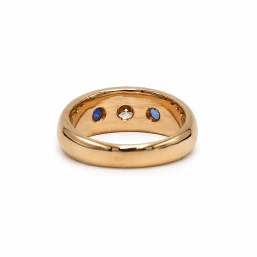 Bague 46 Bague jonc en or jaune 750, saphirs et diamant 58 Facettes 260175R