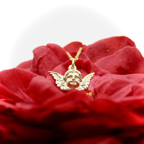 Pendentif Pendentif charm chérubin ailé en or 14K 58 Facettes