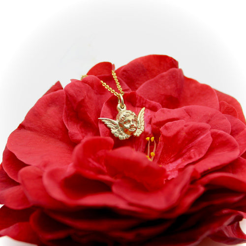 Pendentif Pendentif charm chérubin ailé en or 14K 58 Facettes