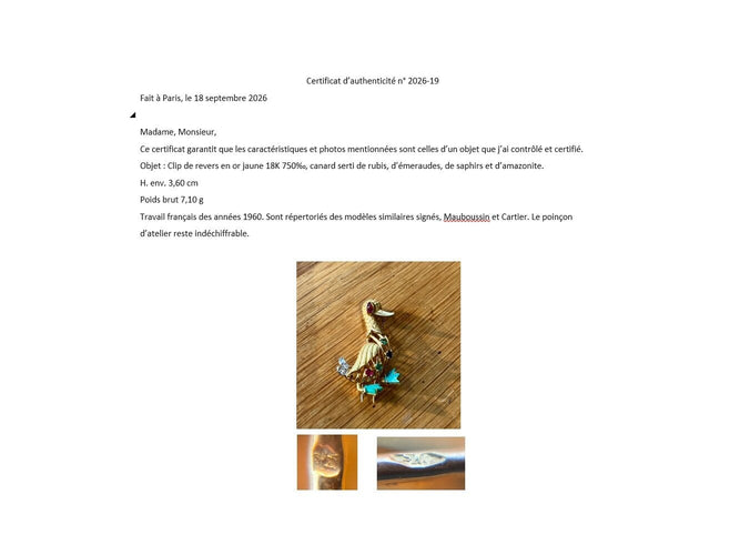 Broche Broche canard vintage en or jaune 18k, rubis, émeraudes et saphirs 58 Facettes 276295