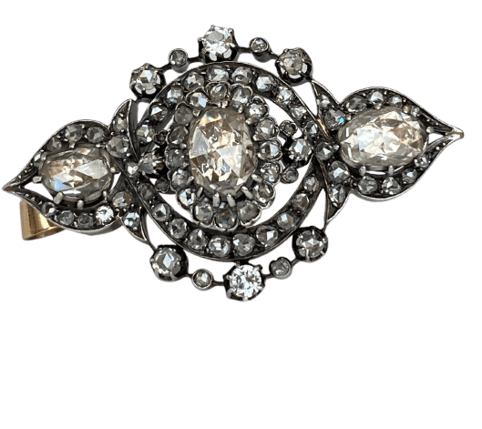 Broche-pendentif Napoléon III en or 18k, argent et diamants