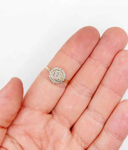 Bague 58.5 Bague cible Art déco en or 18k, platine et diamants 58 Facettes A07622