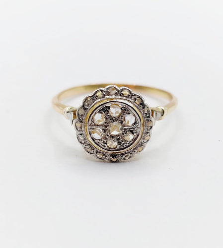 Bague 58.5 Bague cible Art déco en or 18k, platine et diamants 58 Facettes A07622