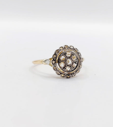 Bague 58.5 Bague cible Art déco en or 18k, platine et diamants 58 Facettes A07622