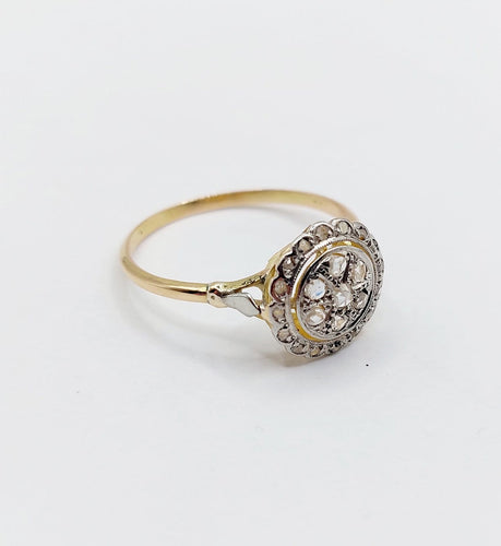 Bague 58.5 Bague cible Art déco en or 18k, platine et diamants 58 Facettes A07622
