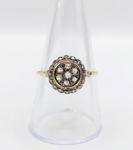 Bague 58.5 Bague cible Art déco en or 18k, platine et diamants 58 Facettes A07622