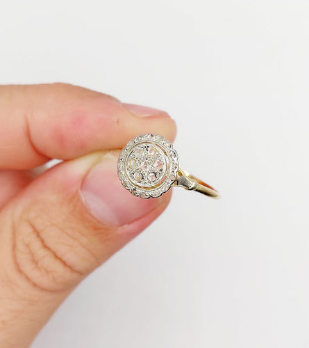 Bague 58.5 Bague cible Art déco en or 18k, platine et diamants 58 Facettes A07622