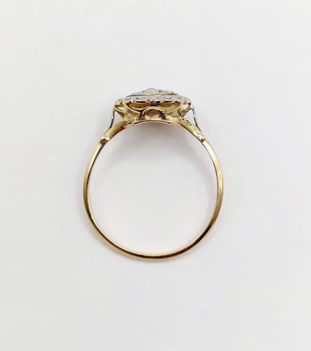 Bague 58.5 Bague cible Art déco en or 18k, platine et diamants 58 Facettes A07622