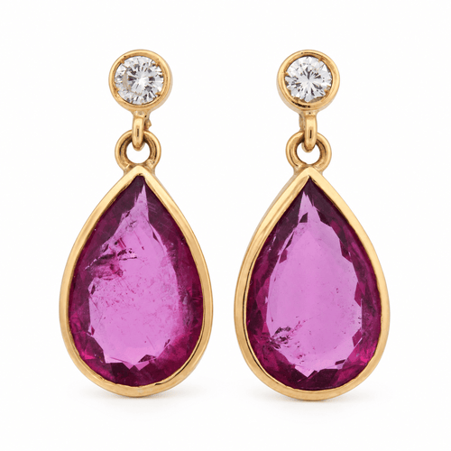 Boucles d'oreilles Boucles d'oreilles vintage en or jaune, tourmalines et diamants 58 Facettes OR211 (00219)