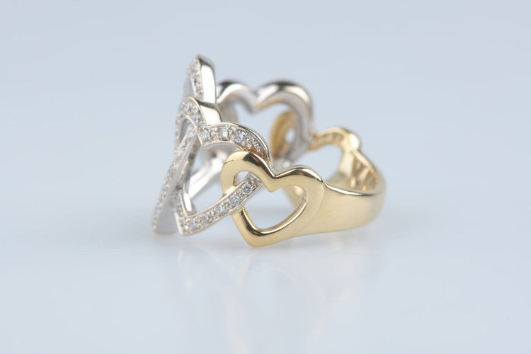 Bague 53 Bague cœurs entrelacés en or jaune 18K et diamants 58 Facettes BG603633-107