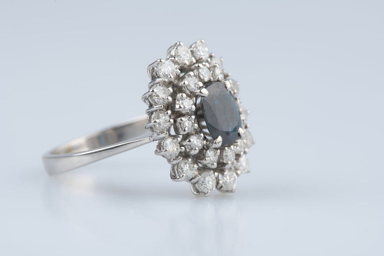 Bague 56.5 Bague en or blanc 18k avec saphir ovale et diamants 58 Facettes BG SAPHDIAMVIN-107