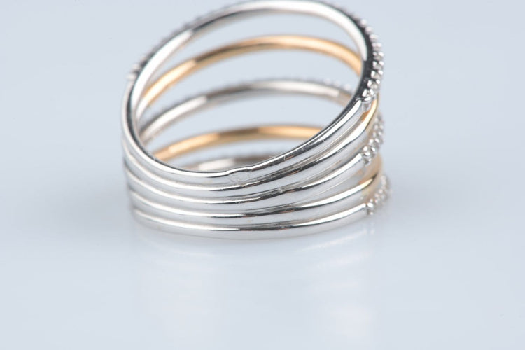 Bague 54 Bague multi-rangs en or jaune et blanc 18k, diamants 58 Facettes BG31300441-107