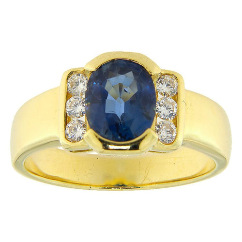 Bague 60 Bague en or jaune 750, saphir et diamants 58 Facettes G4037