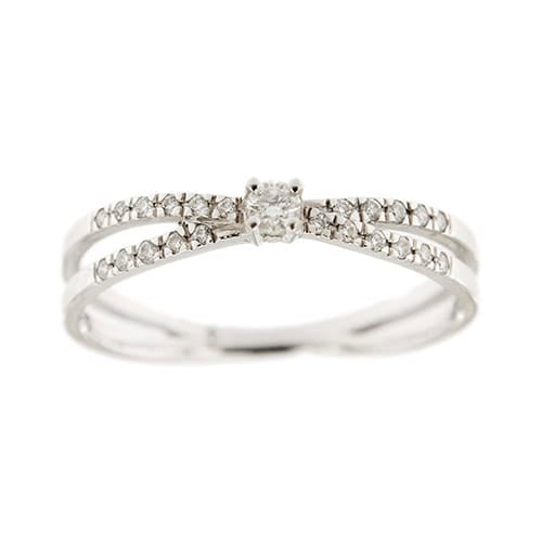 Bague 55 Mauboussin A la croisée des chemins - Bague double en or blanc 18 ct et diamants 58 Facettes 38611