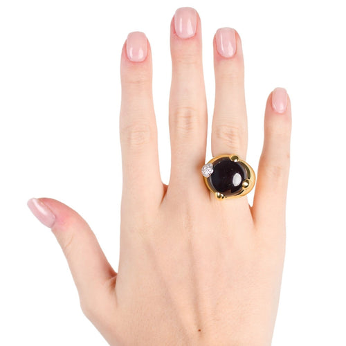Bague 53 Pomellato Griffe - Bague vintage grenat et diamants 58 Facettes 535G26_M