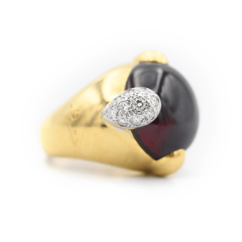 Bague 53 Pomellato Griffe - Bague vintage grenat et diamants 58 Facettes 535G26_M