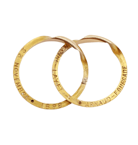 Bague 61 Alliance jumelée victorienne en or 18k, vers 1898 58 Facettes A07872