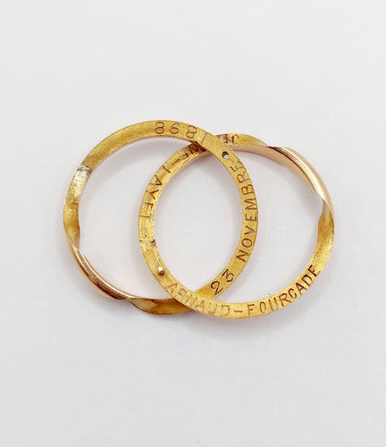 Bague 61 Alliance jumelée victorienne en or 18k, vers 1898 58 Facettes A07872