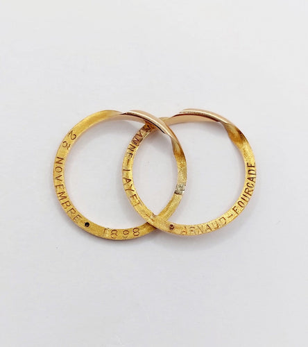 Bague 61 Alliance jumelée victorienne en or 18k, vers 1898 58 Facettes A07872