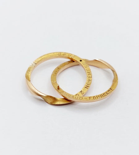 Bague 61 Alliance jumelée victorienne en or 18k, vers 1898 58 Facettes A07872