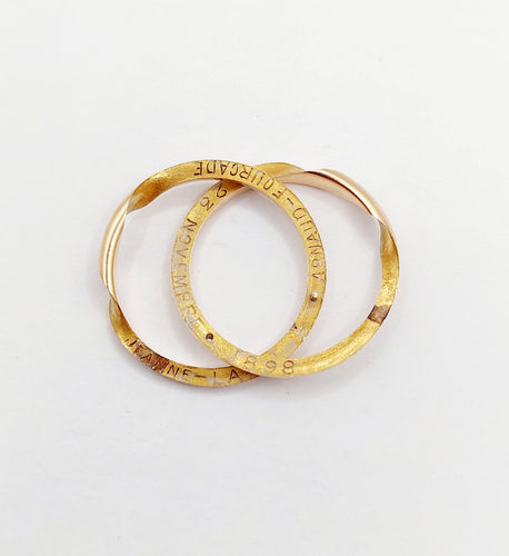 Bague 61 Alliance jumelée victorienne en or 18k, vers 1898 58 Facettes A07872