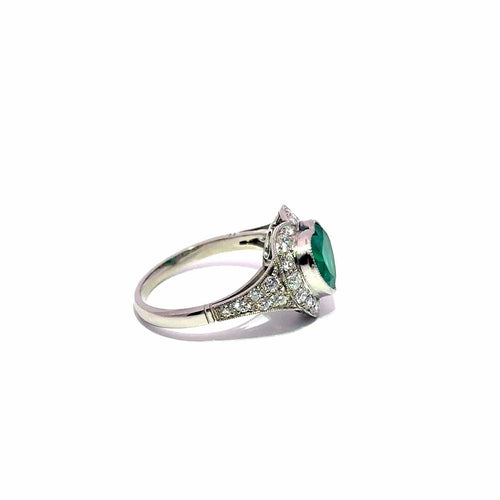 Bague 54 Bague vintage en platine avec émeraude colombienne cœur 58 Facettes 50533