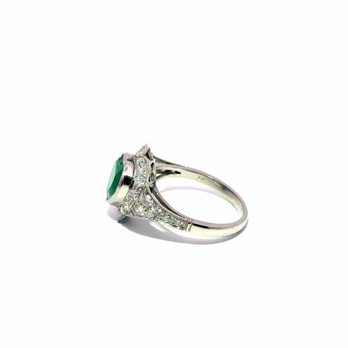 Bague 54 Bague vintage en platine avec émeraude colombienne cœur 58 Facettes 50533