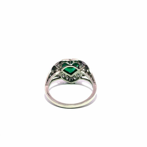 Bague 54 Bague vintage en platine avec émeraude colombienne cœur 58 Facettes 50533