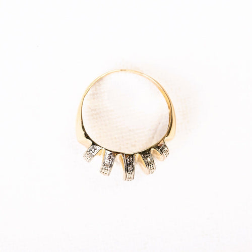 Bague 56 Bague dôme vintage en or jaune, platine et diamants 58 Facettes LMB-395