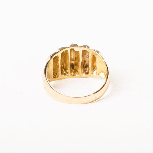 Bague 56 Bague dôme vintage en or jaune, platine et diamants 58 Facettes LMB-395