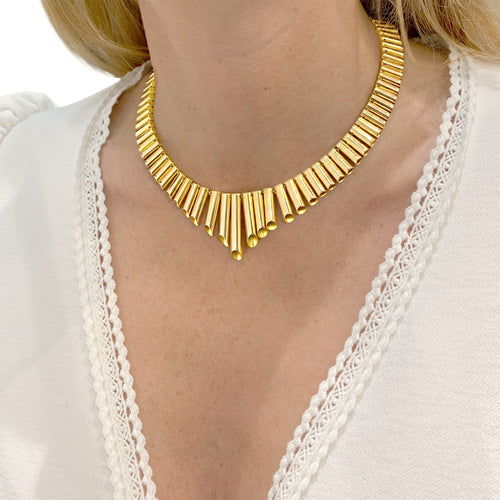 Collier Collier en or rose à maillons tubulaires 58 Facettes 35929