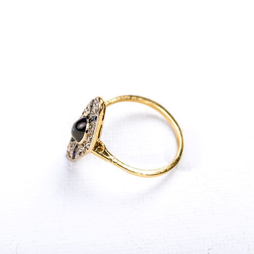 Bague 53 Art déco - Bague marquise en or 750, saphirs synthétiques et diamants 58 Facettes LMB-398