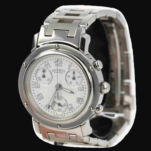 Montre Hermès Clipper - Montre chronographe en acier 58 Facettes MT46097