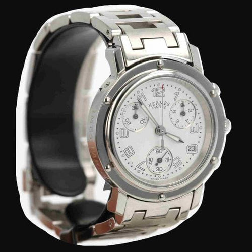 Montre Hermès Clipper - Montre chronographe en acier 58 Facettes MT46097
