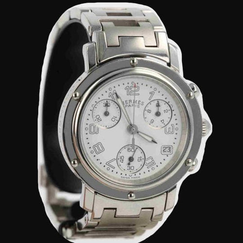 Montre Hermès Clipper - Montre chronographe en acier 58 Facettes MT46097